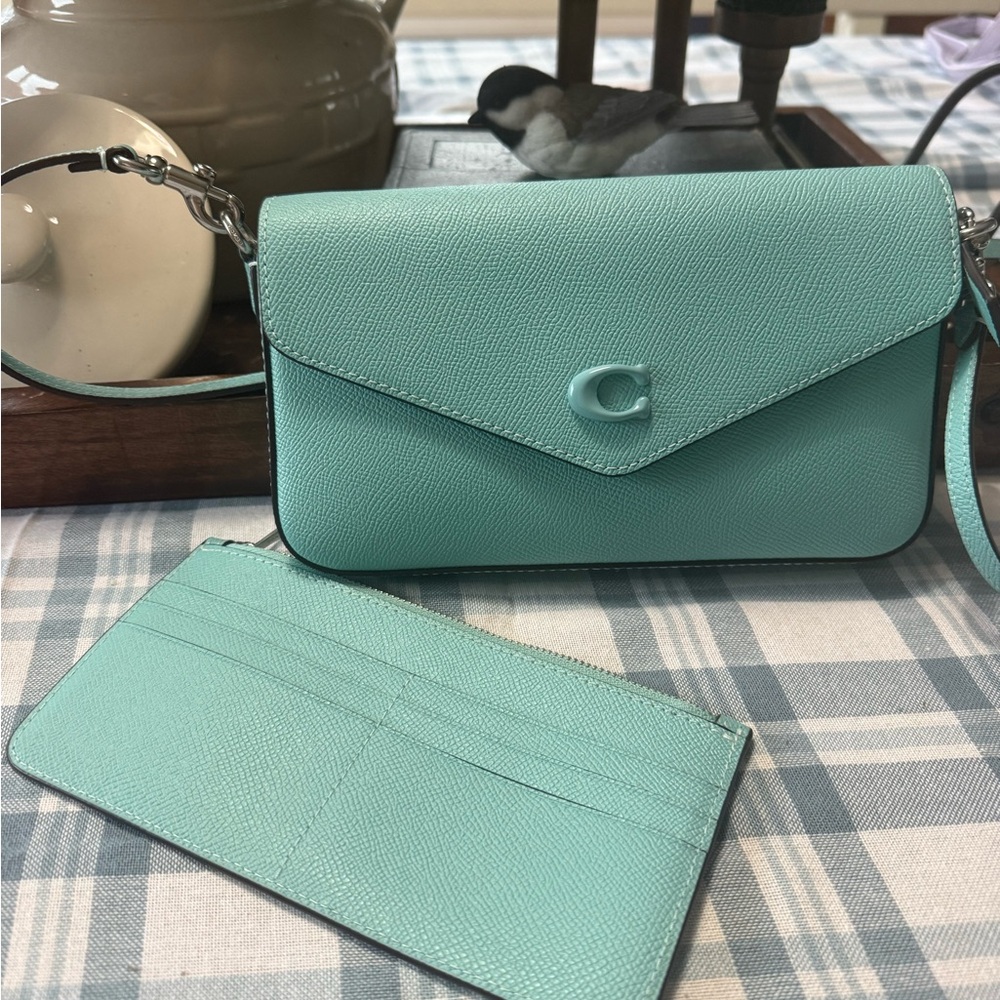 Coach Wyn Tiffany Blue Crossbody Bag & Card Wallet
